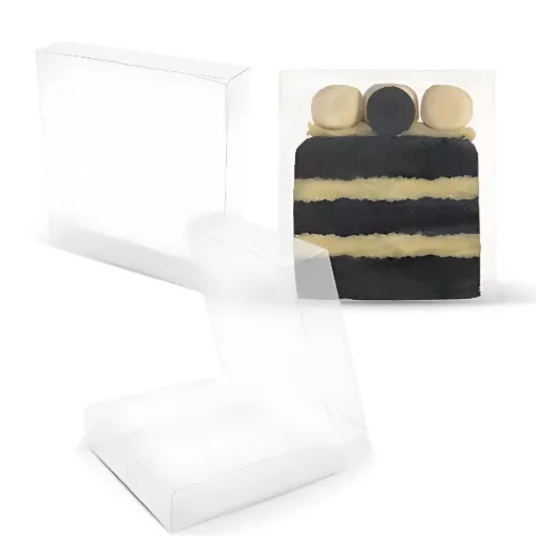 Embalagem em acetato + Slice Cake Branca (Pack c/ 5 unid)