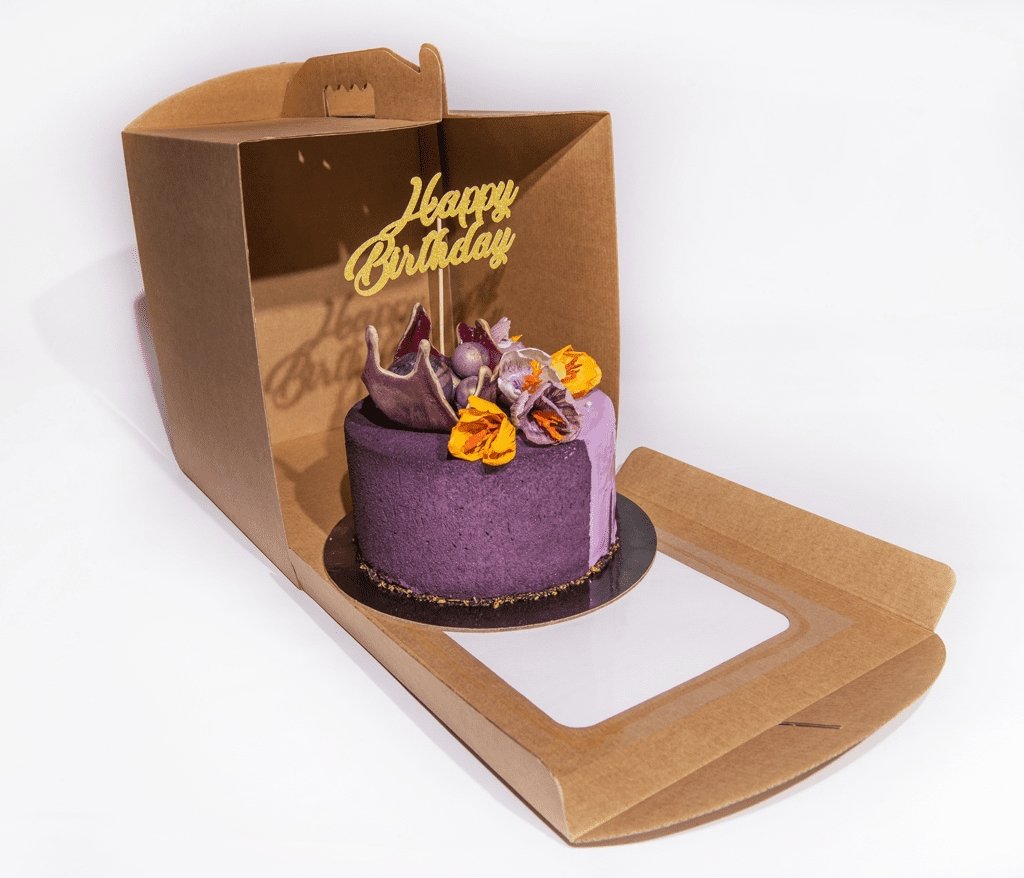 Caixa para Bolo Alto com Janela 28x28x30cm Kraft/Unidades - Molinda Cake