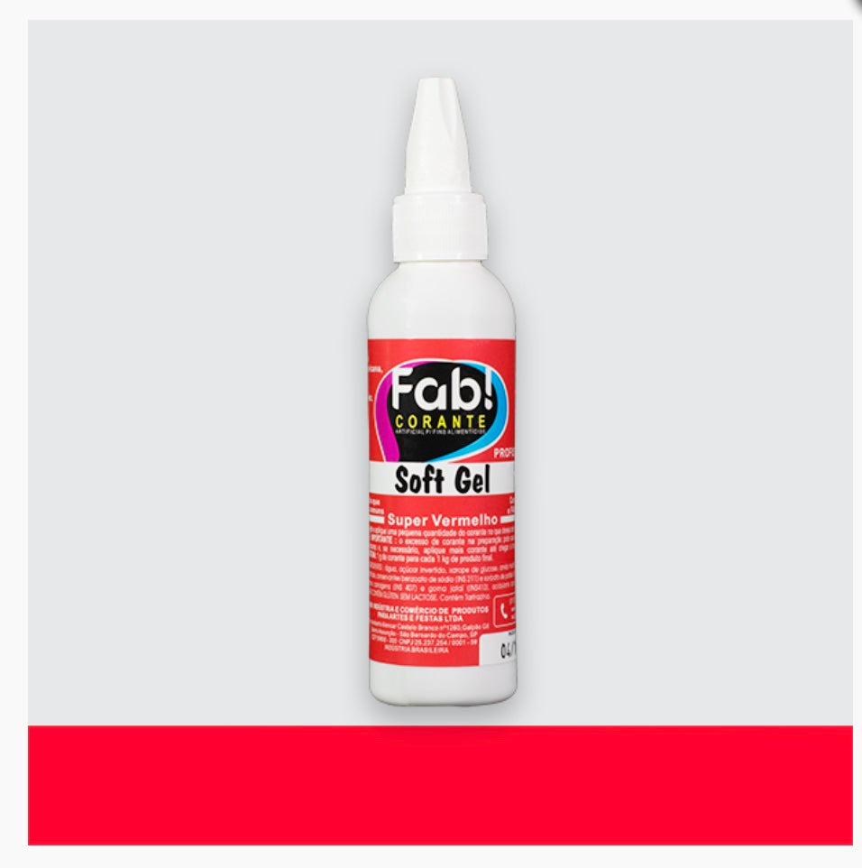 Corante Softgel Super Vermelho 25g - Molinda Cake