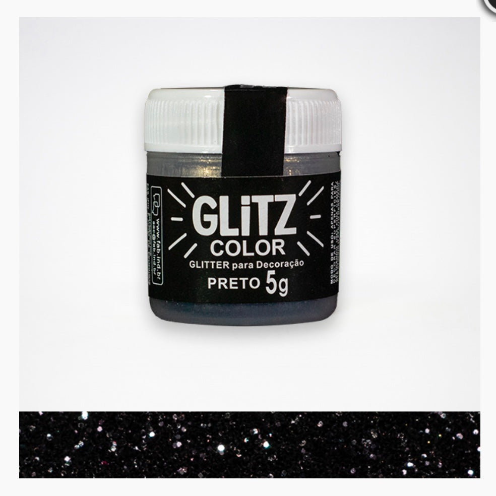 Glitter para decoração Preto - 5g - Molinda Cake