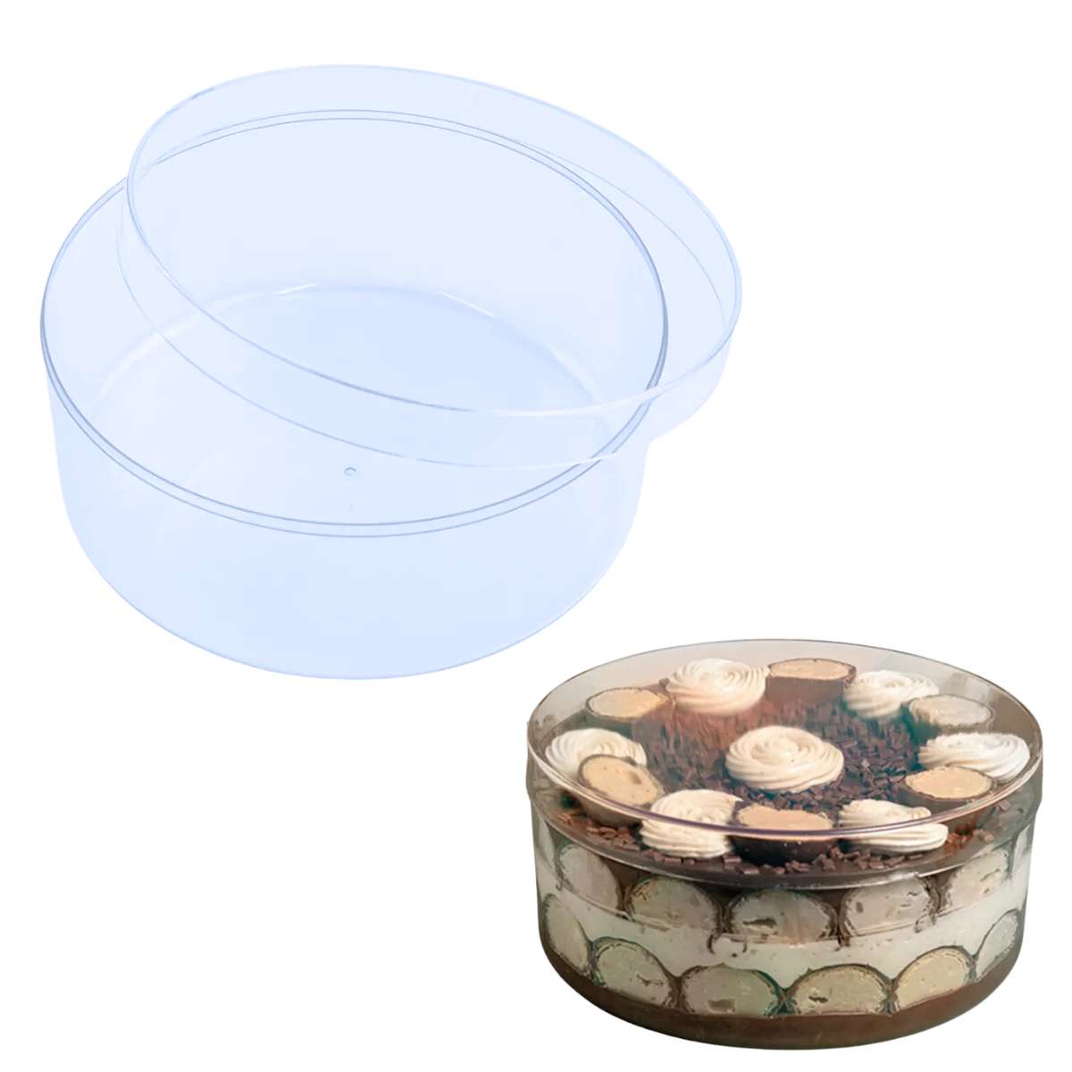 Cake Box Cristal Redonda c/ tampa 2L BLUESTAR