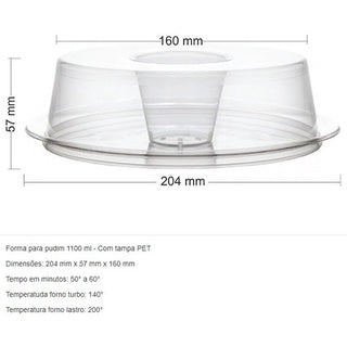 Forma de Pudim Forneavel - 1.100ml  (pack com 2 unidades)