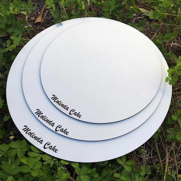 Cake Board Mdf - 3mm Redondo Branco - Personalizado - Pack com 10unidades - Molinda Cake