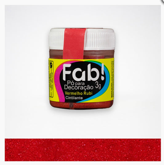 Po para Decoracao Cintilante Vermelho Rubi 3g - Molinda Cake