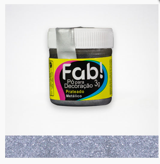 Po para Decoracao Metalico Prateado 3g - Molinda Cake